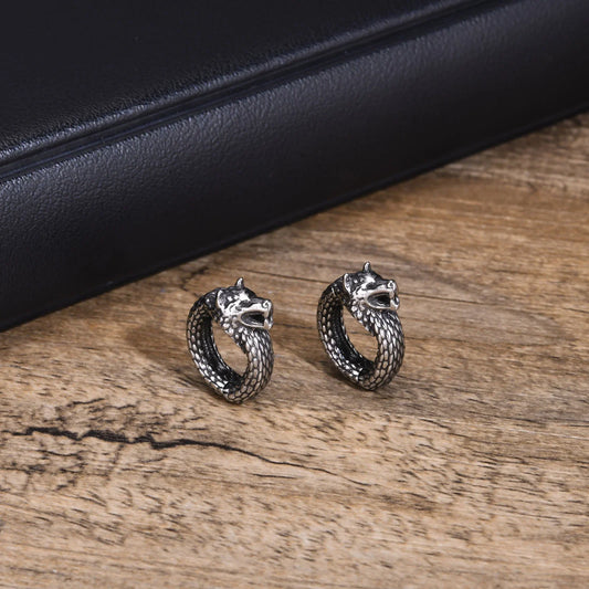 WM-E21 Silver Snake Ear Studs Men Earring