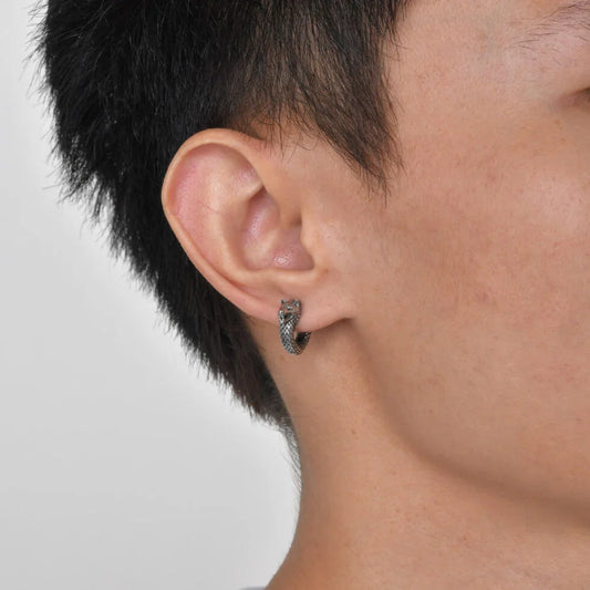 WM-E21 Silver Snake Ear Studs Men Earring